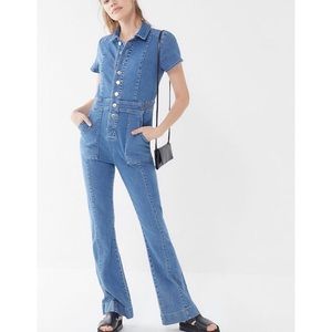 BDG ‘70s Denim Collared Button-Front Jumpsuit